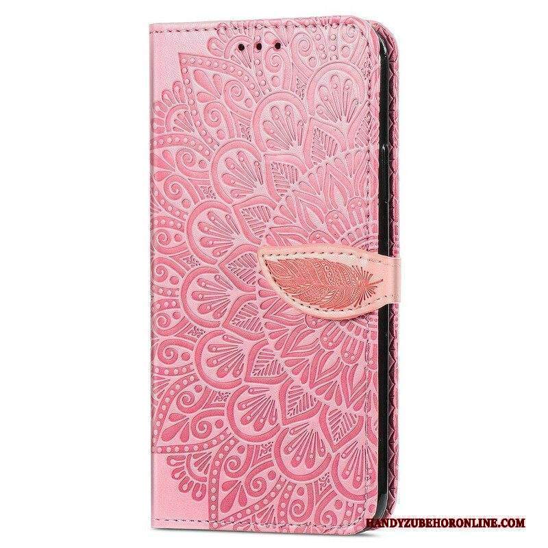 Custodia in pelle iPhone 13 Mini Foglie Tribali