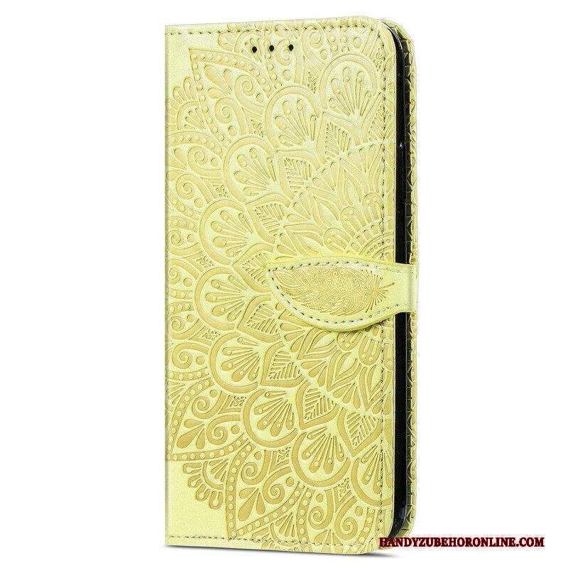 Custodia in pelle iPhone 13 Mini Foglie Tribali