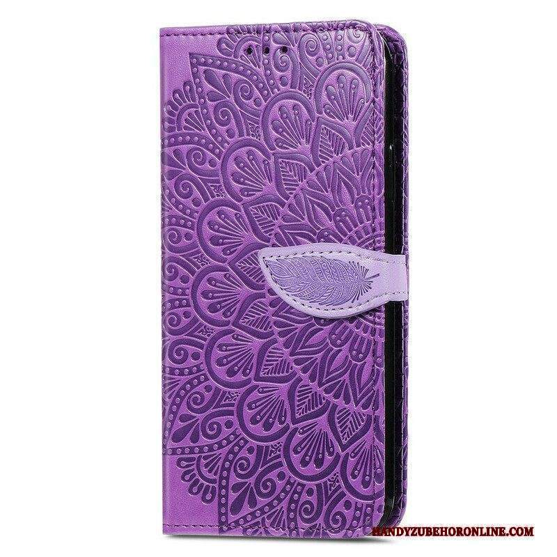 Custodia in pelle iPhone 13 Mini Foglie Tribali