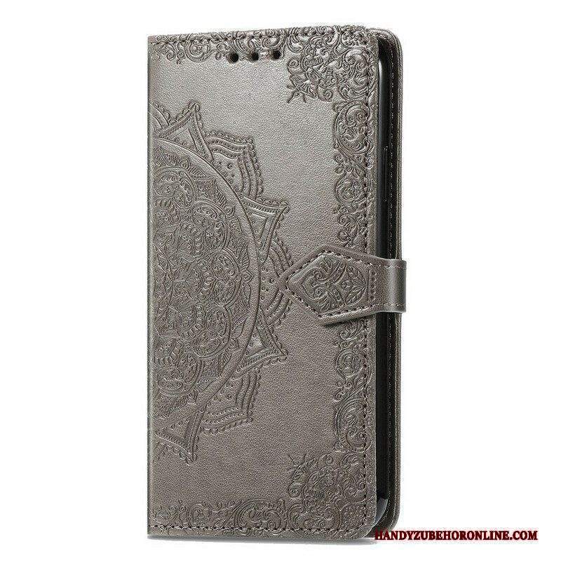 Custodia in pelle iPhone 13 Mini Mandala Medioevo