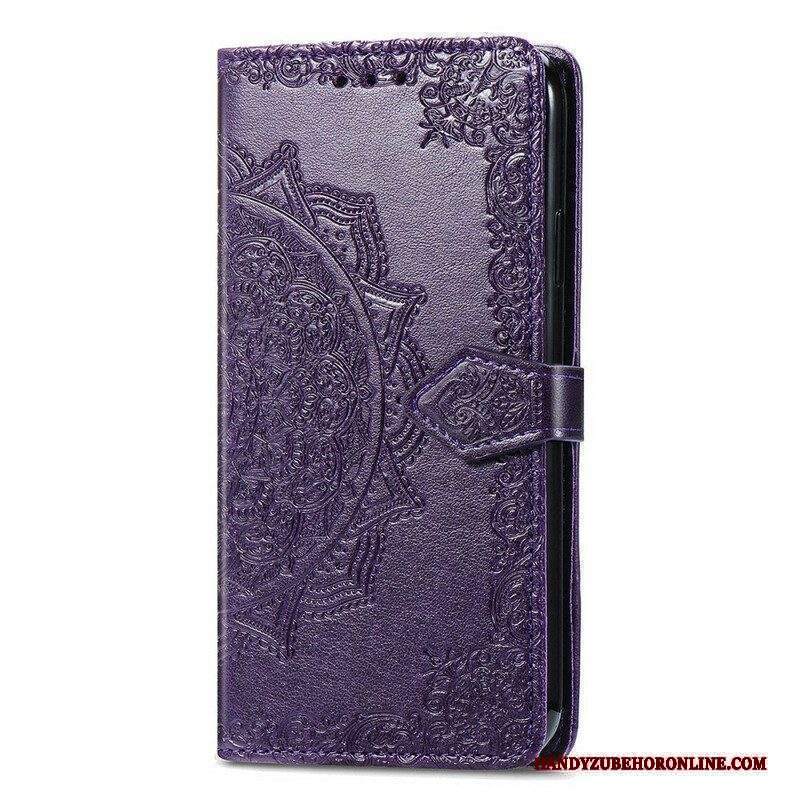 Custodia in pelle iPhone 13 Mini Mandala Medioevo