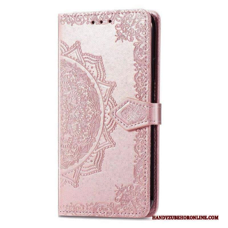 Custodia in pelle iPhone 13 Mini Mandala Medioevo