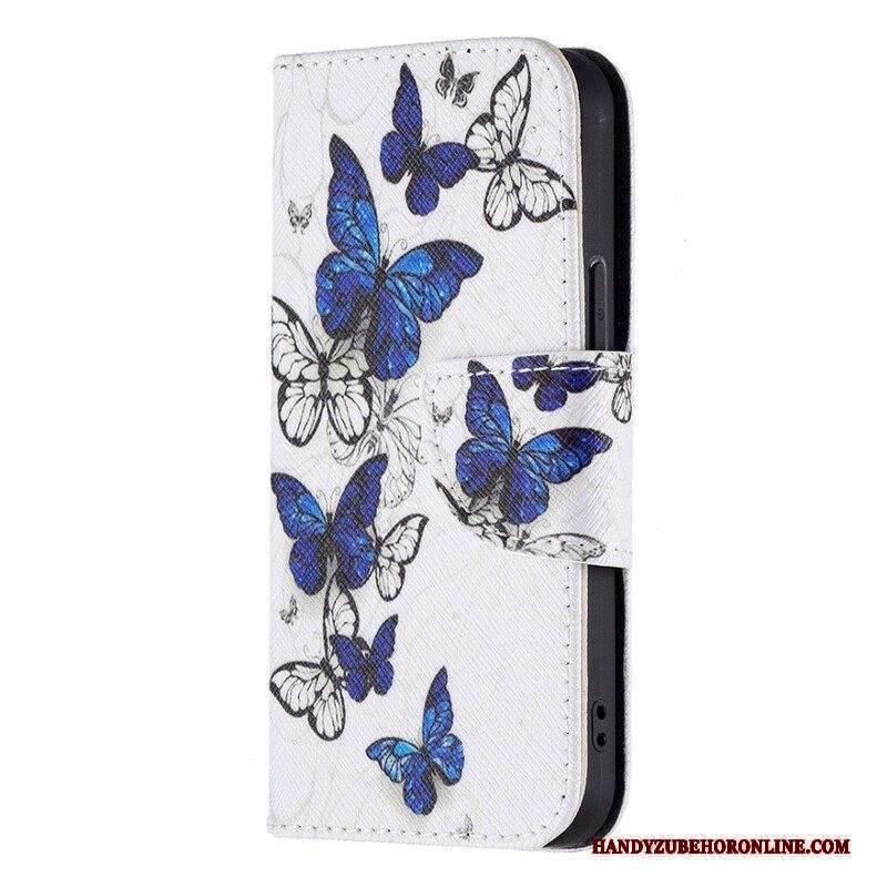 Custodia in pelle iPhone 13 Mini Meravigliose Farfalle