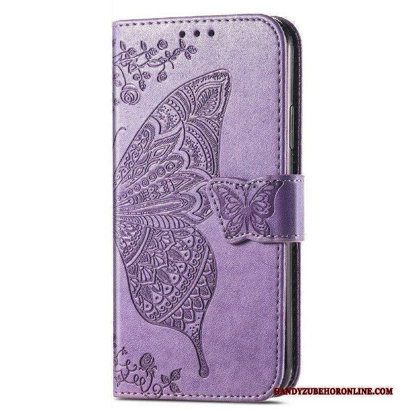 Custodia in pelle iPhone 13 Mini Mezze Farfalle