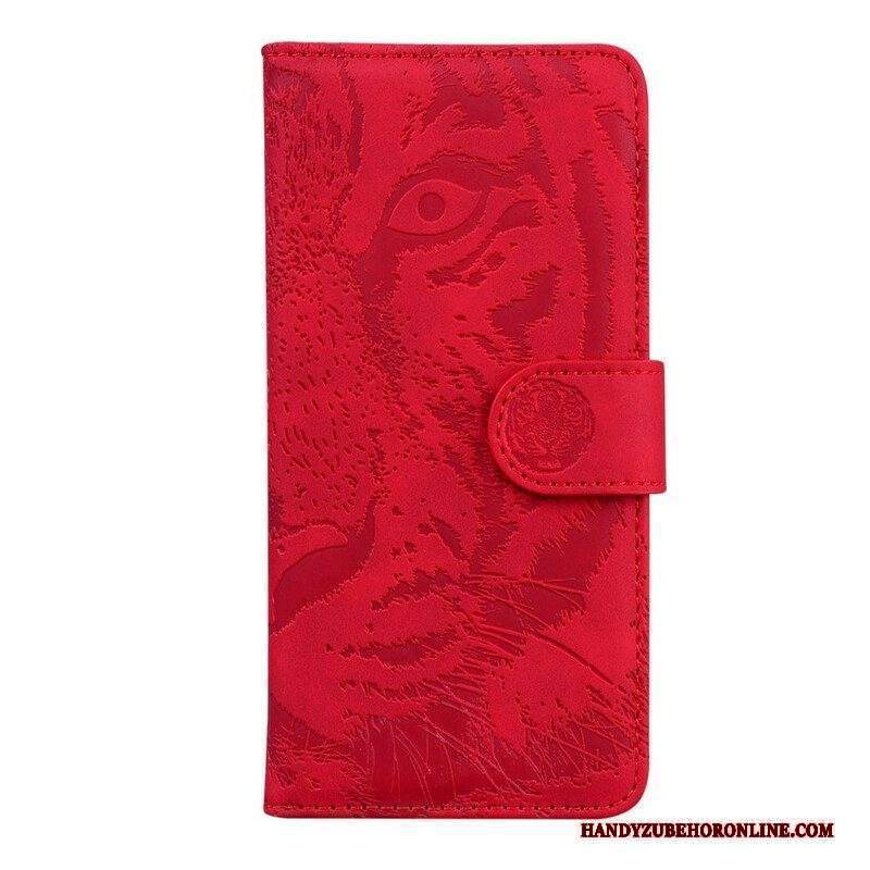 Custodia in pelle iPhone 13 Mini Stampa Faccia Di Tigre