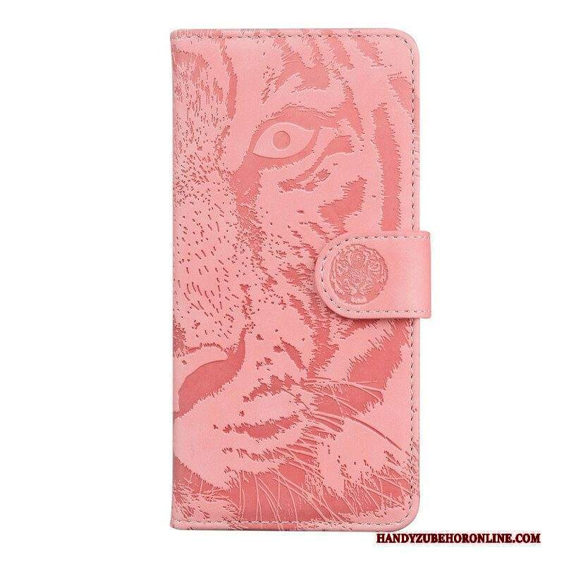 Custodia in pelle iPhone 13 Mini Stampa Faccia Di Tigre