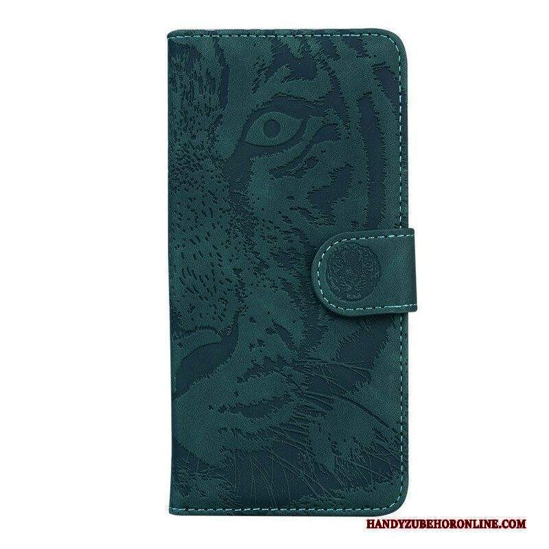 Custodia in pelle iPhone 13 Mini Stampa Faccia Di Tigre