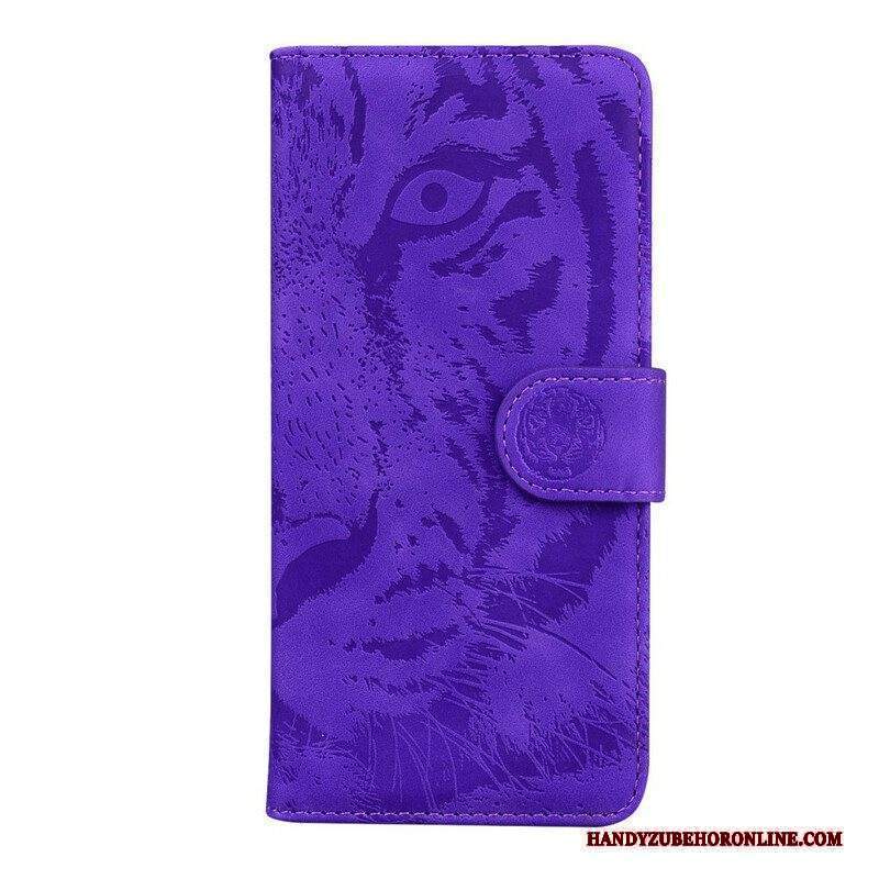 Custodia in pelle iPhone 13 Mini Stampa Faccia Di Tigre