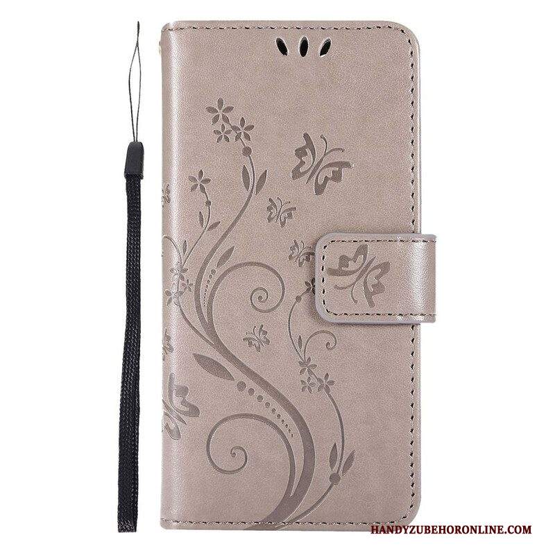 Custodia in pelle iPhone 13 Pro Fiori Grafici Strappy