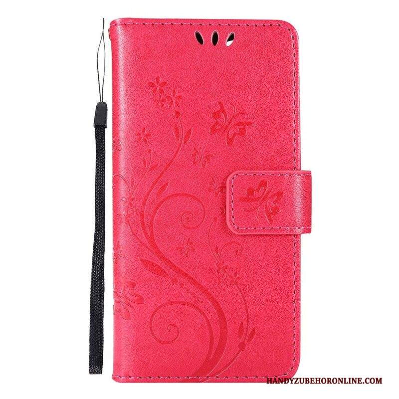 Custodia in pelle iPhone 13 Pro Fiori Grafici Strappy