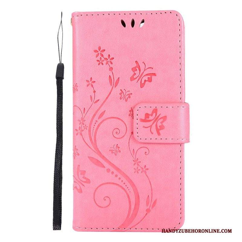 Custodia in pelle iPhone 13 Pro Fiori Grafici Strappy