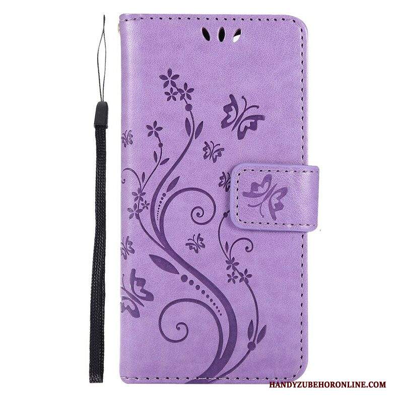 Custodia in pelle iPhone 13 Pro Fiori Grafici Strappy