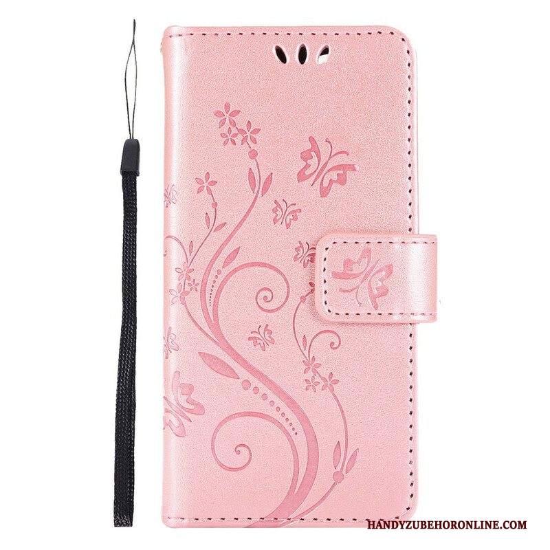 Custodia in pelle iPhone 13 Pro Fiori Grafici Strappy