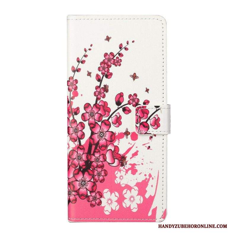 Custodia in pelle iPhone 13 Pro Fiori Tropicali