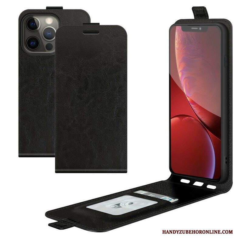 Custodia in pelle iPhone 13 Pro Folio Cover Ribalta Verticale Effetto Pelle