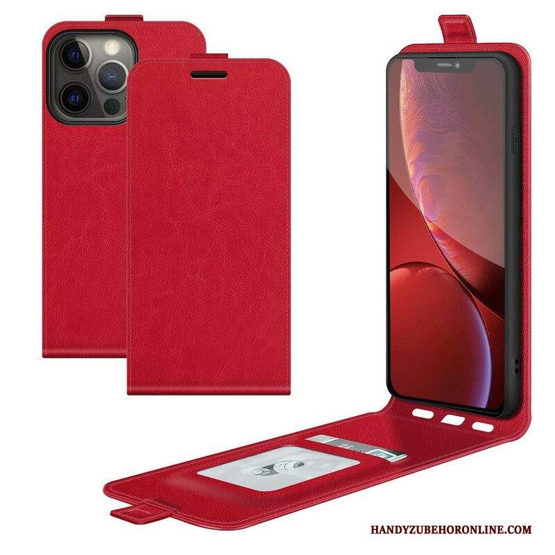 Custodia in pelle iPhone 13 Pro Folio Cover Ribalta Verticale Effetto Pelle