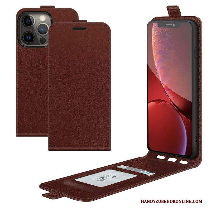 Custodia in pelle iPhone 13 Pro Folio Cover Ribalta Verticale Effetto Pelle