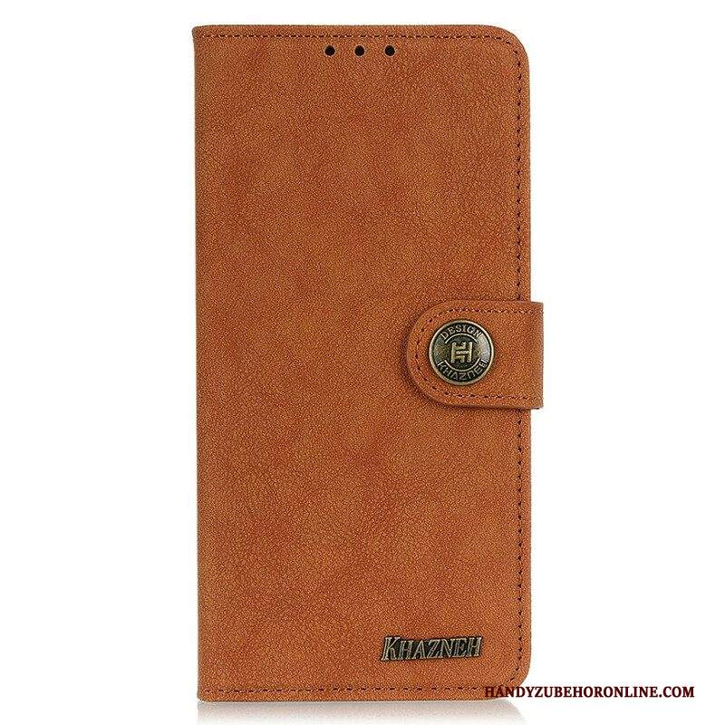 Custodia in pelle iPhone 13 Pro Khazneh Retro Crosta Ecopelle