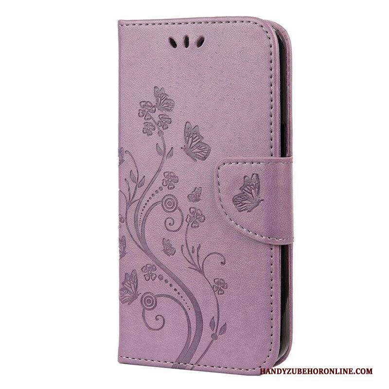 Custodia in pelle iPhone 13 Pro Strappy Floreale