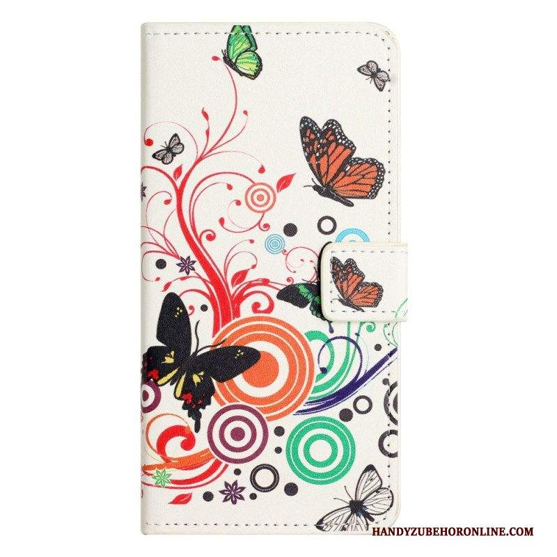 Custodia in pelle iPhone 14 Farfalle