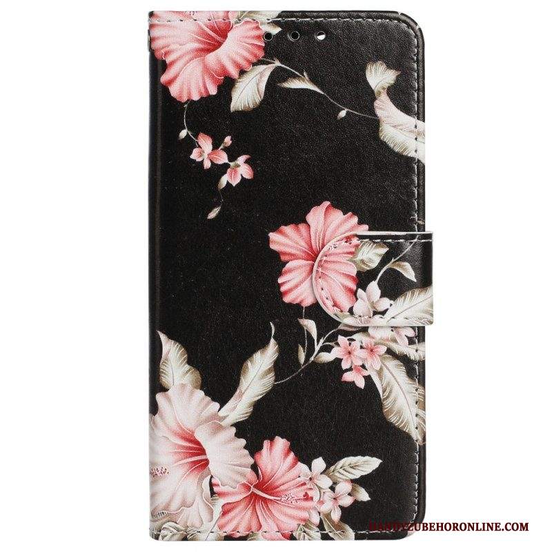 Custodia in pelle iPhone 14 Fiori