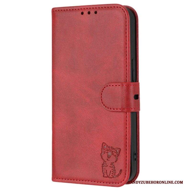 Custodia in pelle iPhone 14 Gattino