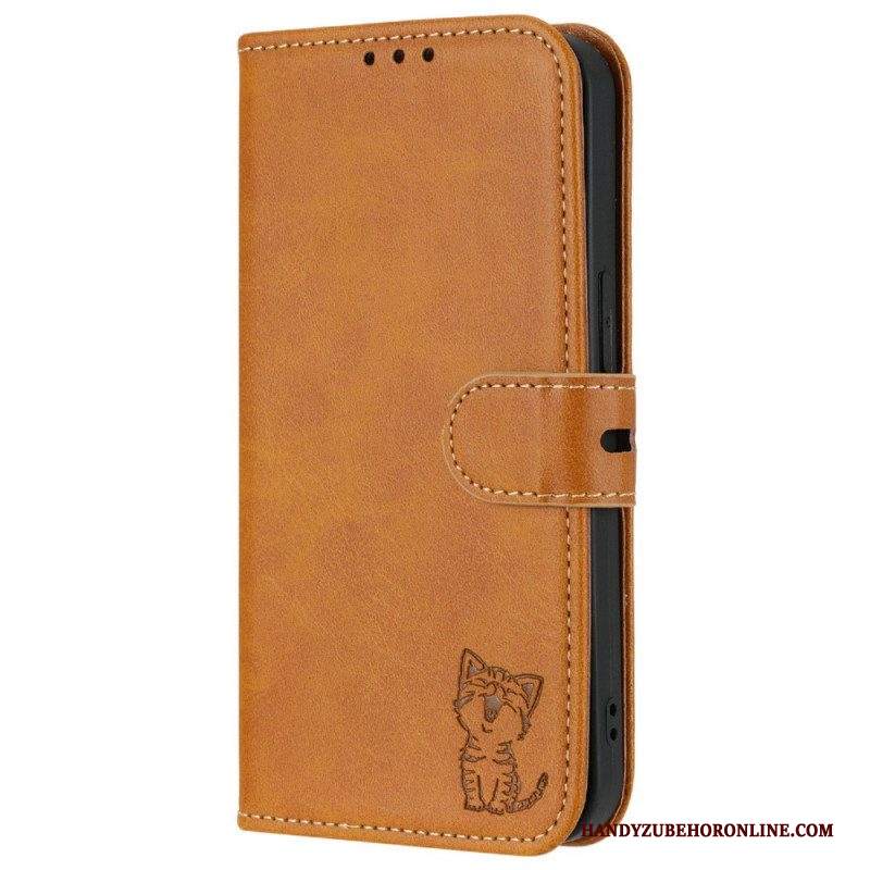 Custodia in pelle iPhone 14 Gattino