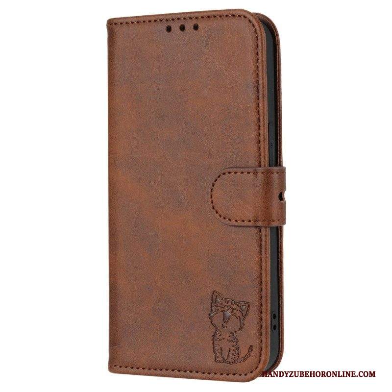 Custodia in pelle iPhone 14 Gattino