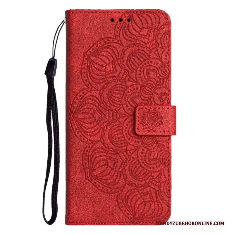 Custodia in pelle iPhone 14 Mandala Strappy