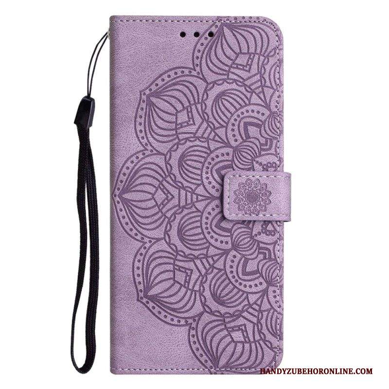 Custodia in pelle iPhone 14 Mandala Strappy