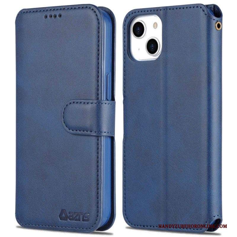 Custodia in pelle iPhone 14 Plus Azns Classico Effetto Pelle