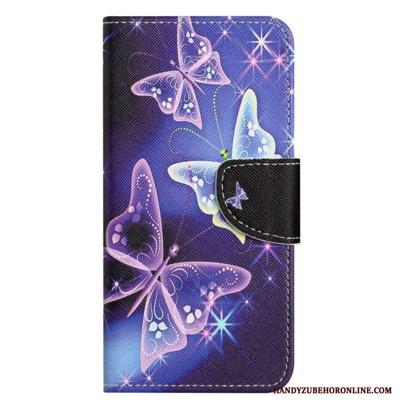 Custodia in pelle iPhone 14 Plus Belle Farfalle