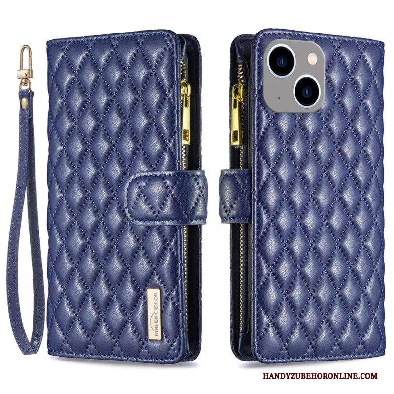 Custodia in pelle iPhone 14 Plus Binfen Colore Stile Trapuntato