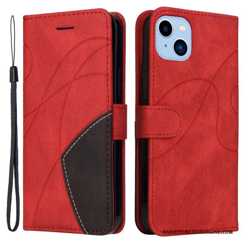 Custodia in pelle iPhone 14 Plus Ecopelle Firmata Bicolore