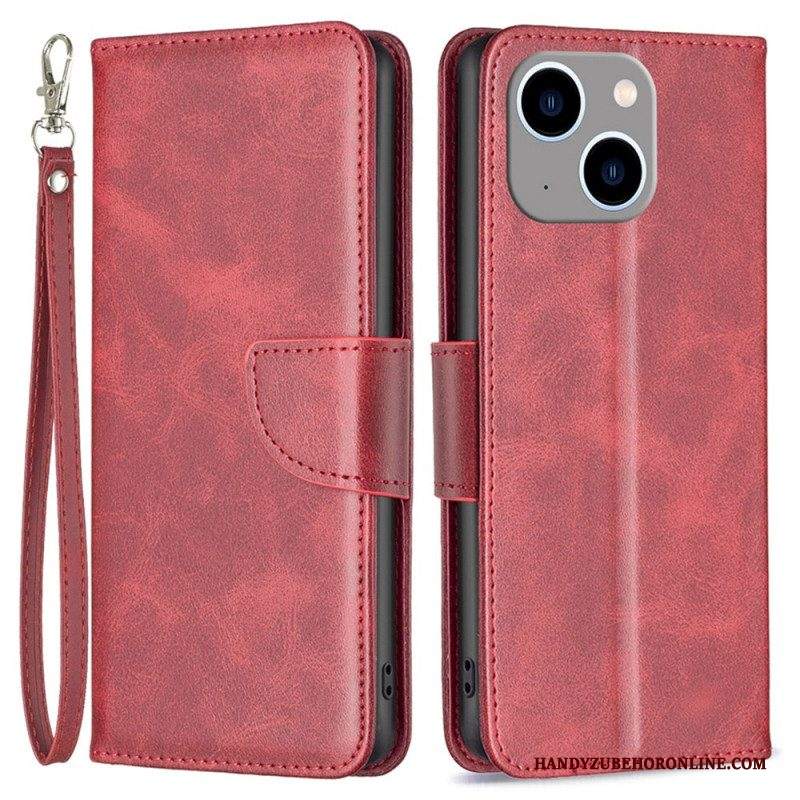 Custodia in pelle iPhone 14 Plus Folio Cover Lembo Liscio Obliquo