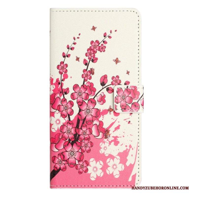 Custodia in pelle iPhone 14 Pro Fiori Tropicali