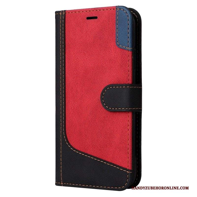 Custodia in pelle iPhone 14 Pro Max Cinturino Tricolore