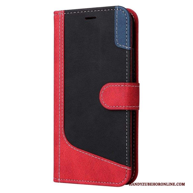 Custodia in pelle iPhone 14 Pro Max Cinturino Tricolore