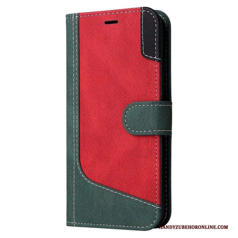 Custodia in pelle iPhone 14 Pro Max Cinturino Tricolore