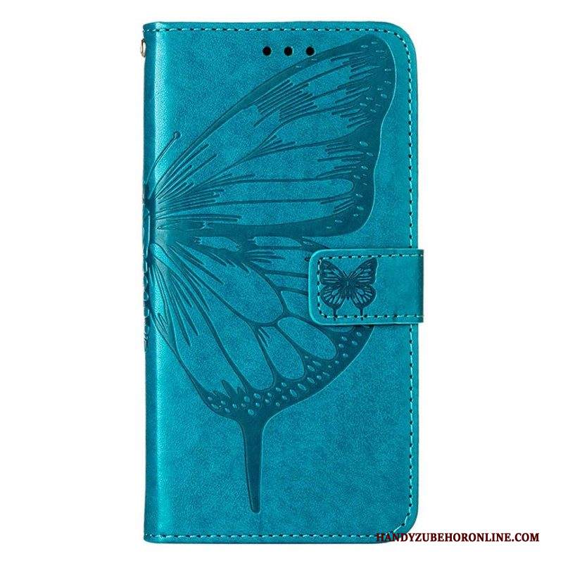 Custodia in pelle iPhone 14 Pro Max Farfalla Barocco Strappy