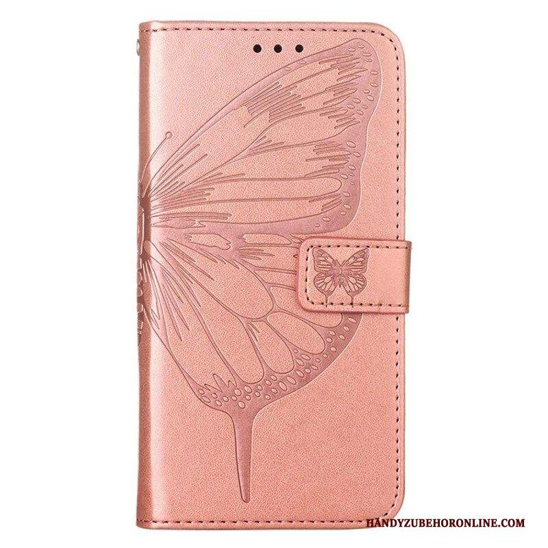 Custodia in pelle iPhone 14 Pro Max Farfalla Barocco Strappy