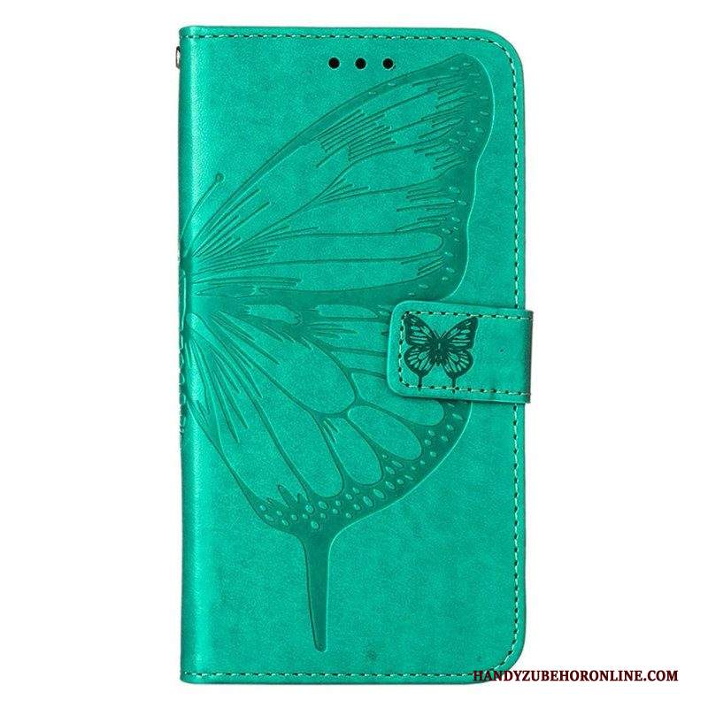 Custodia in pelle iPhone 14 Pro Max Farfalla Barocco Strappy