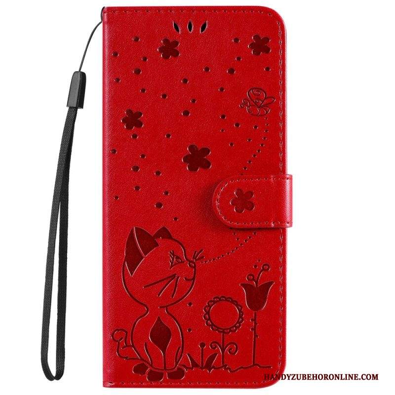 Custodia in pelle iPhone 14 Pro Max Strappy Cat E Api