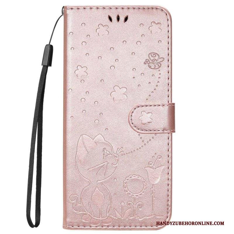 Custodia in pelle iPhone 14 Pro Max Strappy Cat E Api