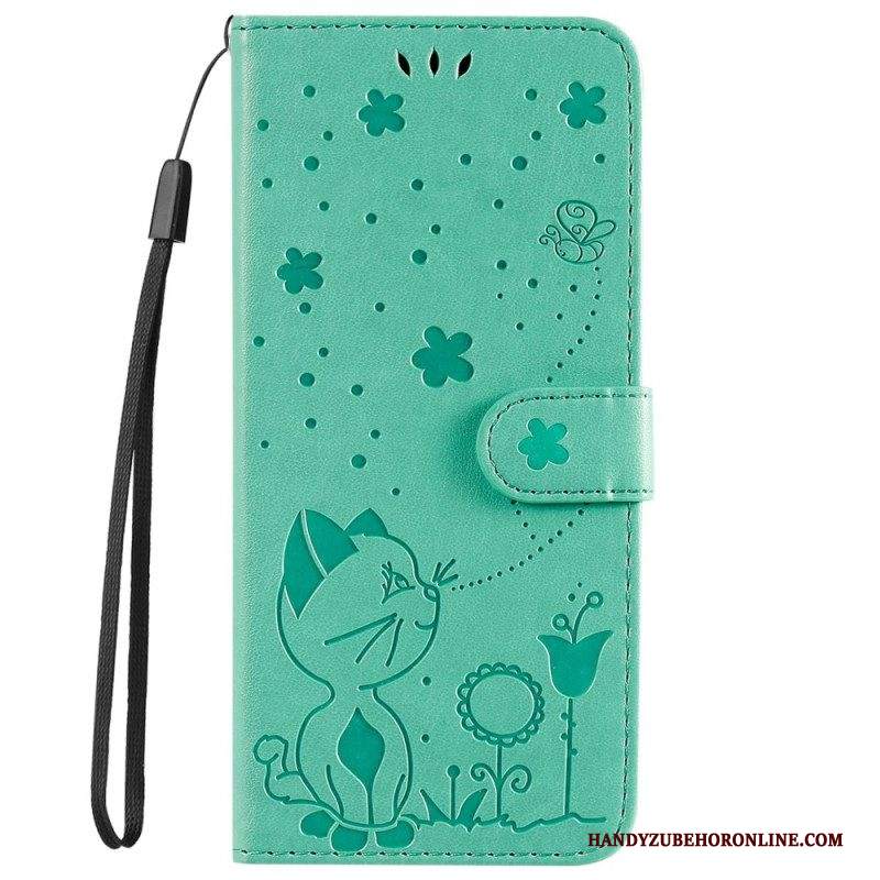 Custodia in pelle iPhone 14 Pro Max Strappy Cat E Api