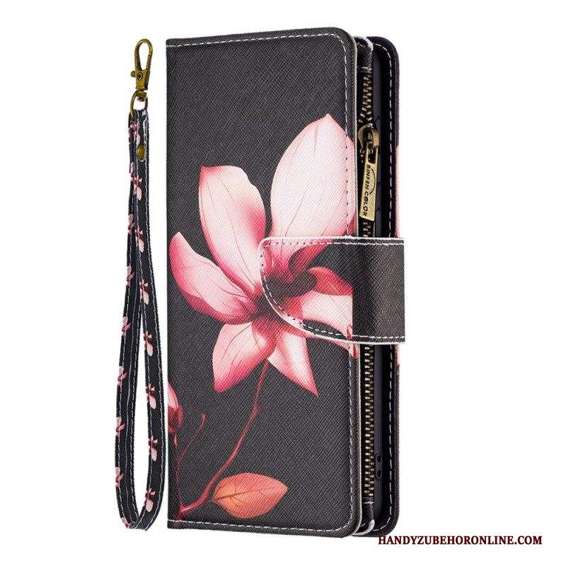 Custodia in pelle iPhone 14 Pro Max Tasca Con Zip A Fiore