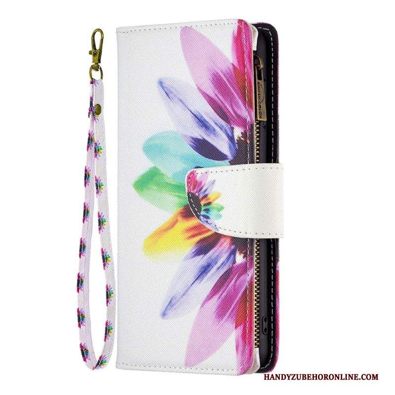 Custodia in pelle iPhone 14 Pro Max Tasca Con Zip A Fiore