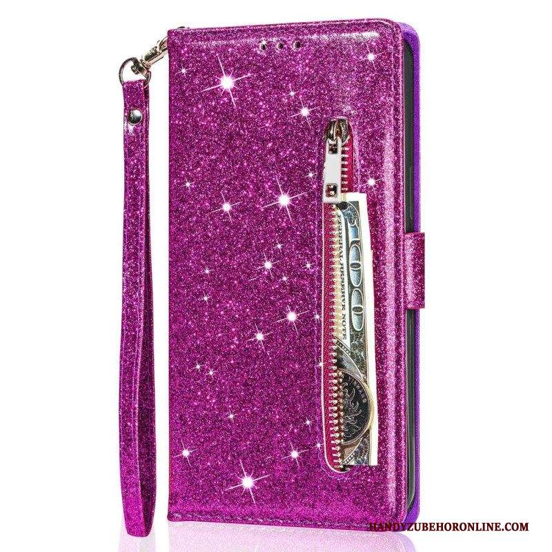 Custodia in pelle iPhone 14 Pro Stile Glitter Paillettes