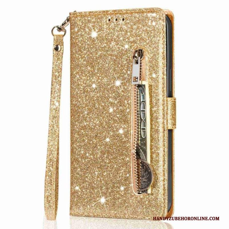 Custodia in pelle iPhone 14 Pro Stile Glitter Paillettes