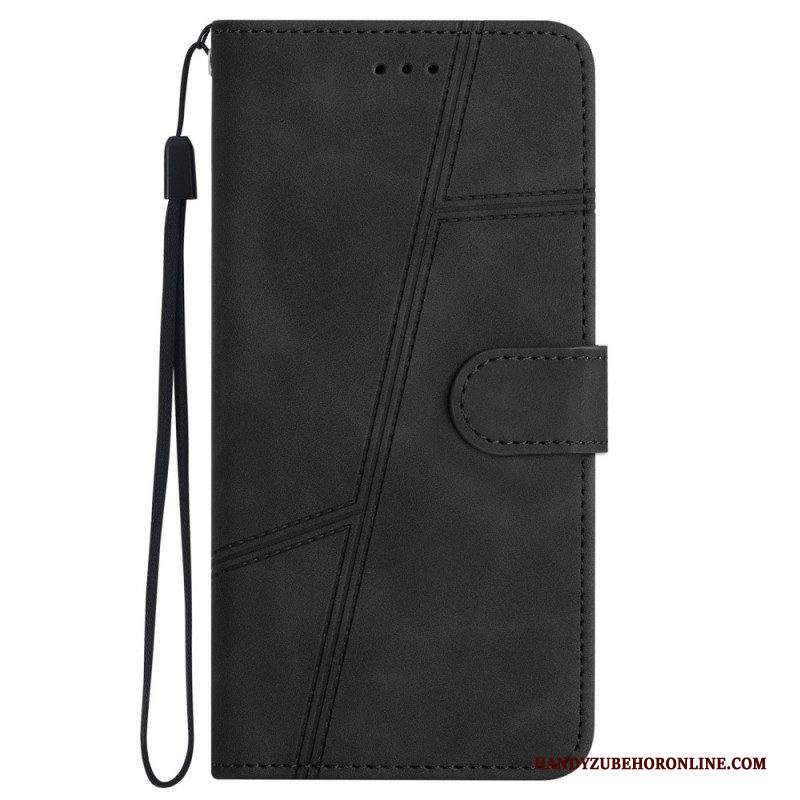 Custodia in pelle iPhone 14 Pro Strappy Stile In Pelle Eleganza